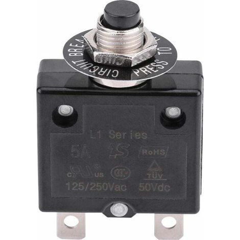 [JAMAIS UTILISÉ] Disjoncteur 10A Interrupteur thermique de réinitialisation en option, 125-250V AC 50V DC Disjoncteur à bouton-poussoir de protection contre les surcharges de courant (1/4)