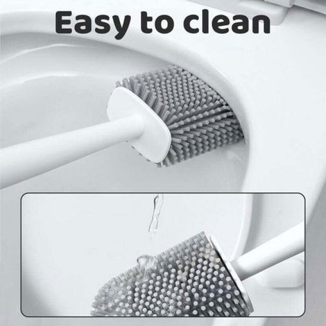 Brosse WC silicone - Anti goutte Antibactérienne - Balayette WC ventilée séchage rapide - Blanc (1/4)