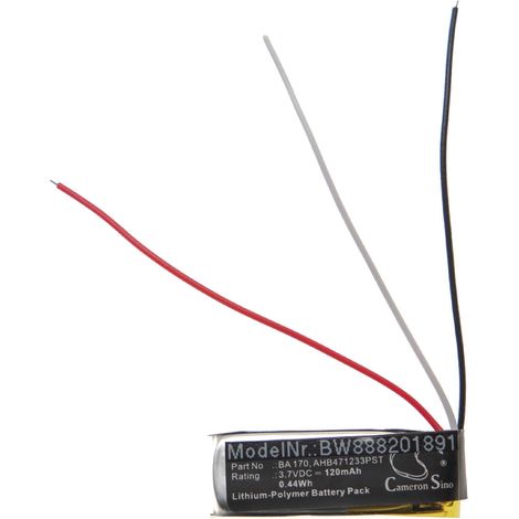 vhbw Batería reemplaza Sennheiser BA 170, AHB471233PST para auriculares inalámbricos, cascos (120 mAh, 3,7 V, Li-poli)