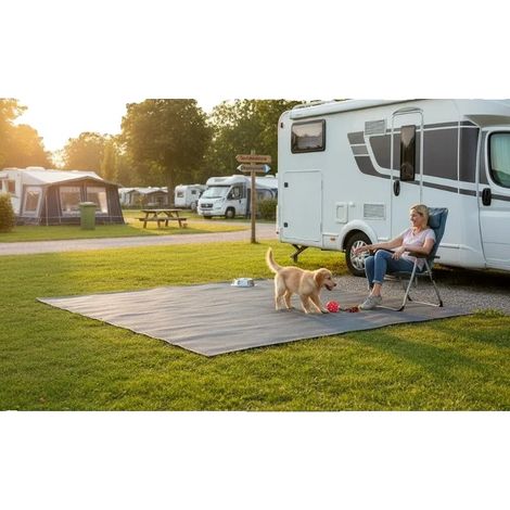 Colchón de camping antideslizante, material resistente a la intemperie, gris oscuro. (1/2)