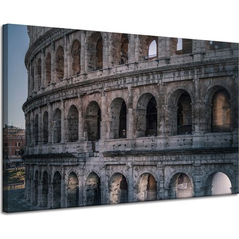 Stampa su tela raffigurante l'architettura del Colosseo a Roma, 120x80 cm.