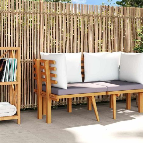 vidaXL Sofá de esquina para jardín con cojines madera maciza de acacia (1/5)