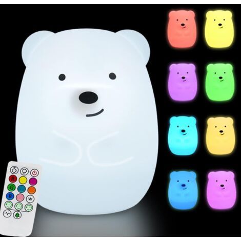 [JAMAIS UTILISÉ]Veilleuse ours en peluche géante - Lampe pour chambre de bébé et d'enfant, luminosité et couleur réglables - Cadeau de décoration pour chambre d'enfant (1/5)