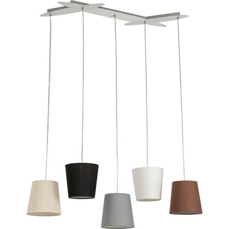 [GEBRAUCHT] B-Ware Lucande Hängeleuchte Pendellampe Thamila Stoffschirme Multicolour 5 Flg E27 507 (1/2)