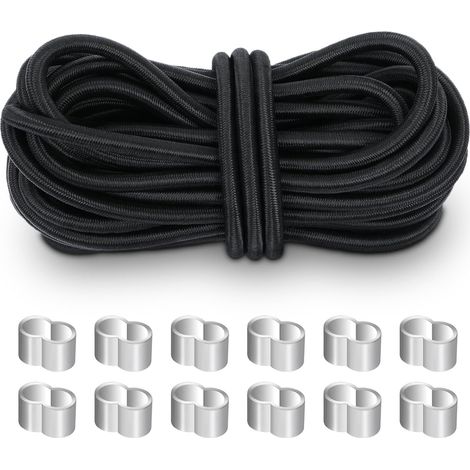 10M Corde en Caoutchouc 7.5mm avec 10 Pinces À Étrangler Noir  Corde Élastique Tendeurs 10m Sandow Elastique Corde D'extension Bande Élastique Cordon Elastique Pour Bache Piscine (1/5)