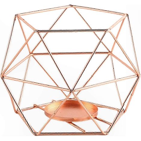 Bougeoir Métal Géométrique Décoratif pour Bougies Chauffes-Plat, Support de Bougie pour Mariage, Anniversaire, Centre de Table, Décoration Intérieure, Rose (1/5)