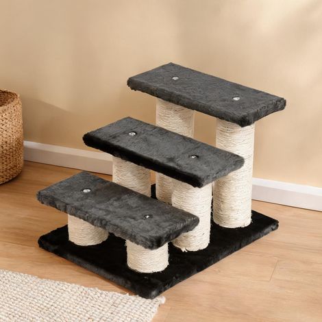 Escalier 3 marches pour chien et chat avec revêtement en peluche (1/5)
