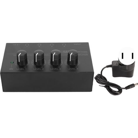 Amplificateur casque stéréo 4 canaux ultra silencieux, contrôle de volume indépendant, ampli compact prise US 100-240V (1/5)