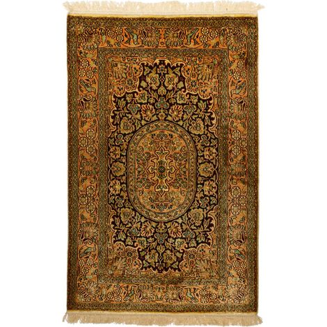 Authentique tapis d'Orient fait main 80x125 or (1/5)