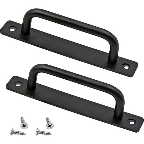 Grange Porte Poignée, Coulissant Grange Poignée Porte Parfait pour Portail Armoire Placard Tiroir Abri Garage Inclus 2 Vis - Noir, 180mm (1/5)