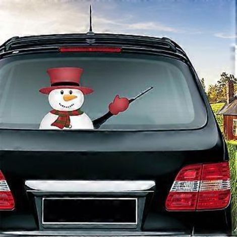 Autocollant Essuie-Glace Arrière - Bonhomme De Neige 3D - Pour Lunette Arrière Véhicule - 1 Pièce (1/4)