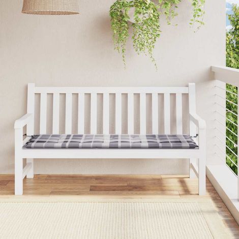 Gartenbank-Auflage Grau Karomuster 150x50x4 cm Oxford-Gewebe