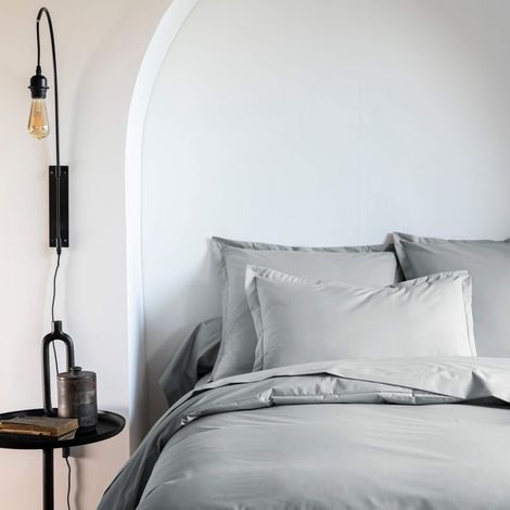Taie d'oreiller coton percale Gris 65x65 - SOMEO - MORPHEE
