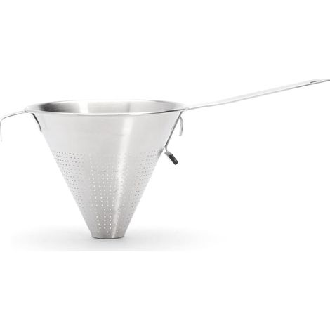 1 Passe-sauce Chinois, Inox perforé 18 cm, Crochets de fixation, Hauteur 16 cm, Cuisine professionnelle