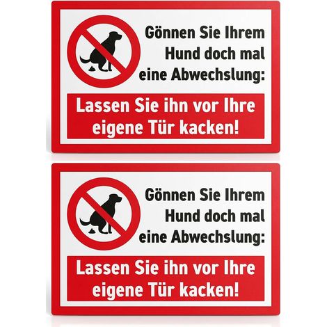 Lot de 2 Panneau d'Interdiction de Crottes de Chien -20x30 cm Signalisation Extérieure pour Jardin Pelouse Propriété Privée -autocollant en plastique imperméable, résistant aux intempéries et robuste (1/5)