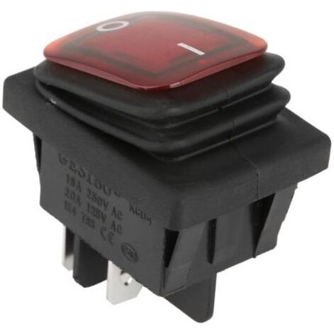 4PCS 220V Interrupteur à Bascule ON-OFF DPST 4-Broches Arrêt Interrupteur Etanche avec Voyant Lampe Rouge Vert (1/5)