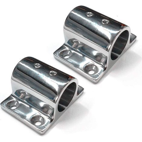 Convient pour une paire de mains courantes marines en acier inoxydable 316, angle de 90 degrés, base de montage rectangulaire, convient pour des tubes de 22 mm. (1/3)