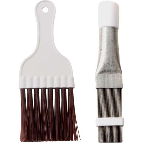 Kit de nettoyage pour condenseur en acier inoxydable – Brosse à ailettes métalliques brun foncé et brosse pour radiateur, idéal pour le dépoussiérage et le nettoyage des échangeurs thermiques