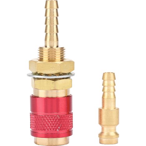 Raccord rapide M6 pour gaz et eau, compatible avec les torches de soudage MIG et TIG (rouge). (1/5)
