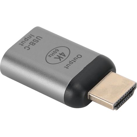 Boîtier en alliage d'aluminium, connecteur adaptateur USB-C femelle vers HDMI mâle pour Windows, Android et OS X