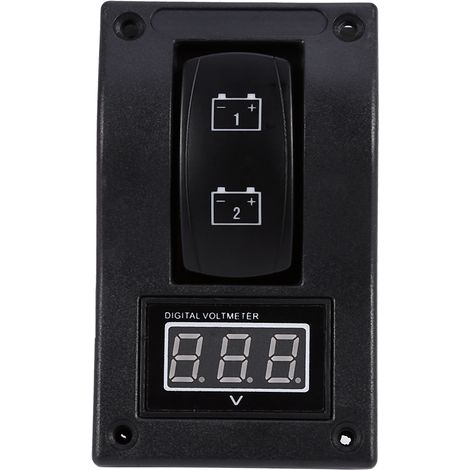 Interrupteur à bascule marche/arrêt avec voltmètre LED 12V CC pour bateau, panneau de test double batterie marine (1/5)