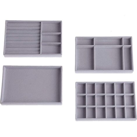 Scatola portagioie impilabile con 4 cassetti e vassoio estraibile – Legno MDF bianco, 28 x 18 x 26 cm