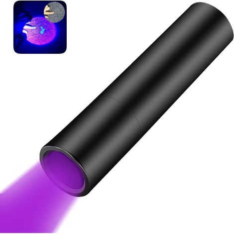 Lampe torche UV rechargeable par USB - Permet de détecter le sang, l'urine d'animaux, les chèques de banque, etc. - 1 pièce, noire (1/5)