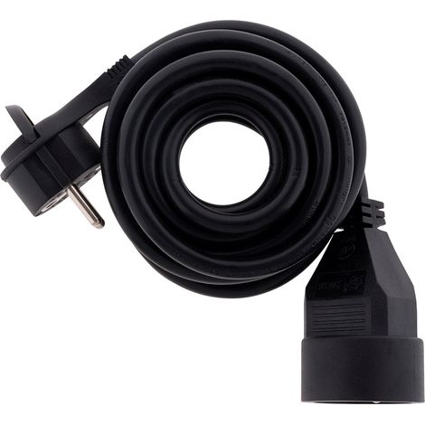 Zenitech – Prolongateur 16A 2P+T HO5VV-F 3G1,5mm² Noir 3m – Fiche extraplate pour espaces confinés – Rallonge gain de place