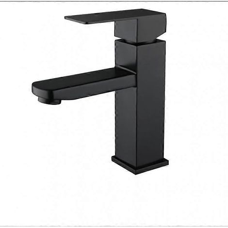 Schwarzer Waschtisch-Wasserhahn, Edelstahl, Wasserfall, matt schwarz, Waschbeckenarmatur, Mischbatterie, Wasserregler (1/5)
