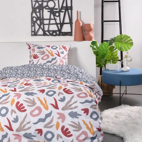 Parure de lit simple "Sunshine" en coton imprimé de divers dessins - Multicolore - 140 x 200 cm - Livraison gratuite (1/3)