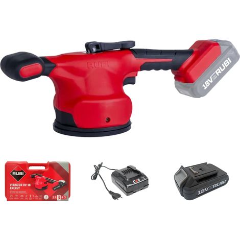 Piastra vibrante a ventosa 18V (1x2Ah + caricabatterie) RV-18 ENERGY in valigetta - RUBI 60943