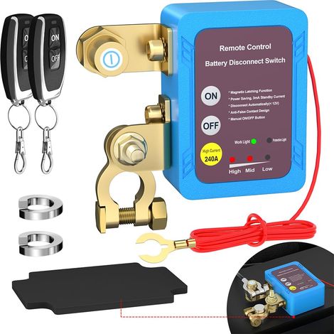 Interruttore di scollegamento della batteria per auto, isolatore della batteria 12V 240A, interruttore di scollegamento della batteria remoto antifurto, interruttori di interruzione della batteria per