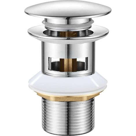 Bonde de lavabo escamotable avec trop-plein G1 1/4 po pour robinets et éviers - Bouchon chromé durable (1/3)