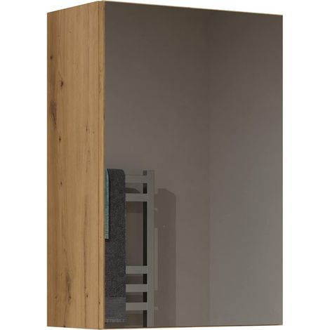 CDF HÄNGESCHRANK Pola 1DL Farbe: Eiche Artisan Moderner Schrank Ablagefläche Geräumige Einlegeböden Einfache Montage Glatte Seiten ohne Endkappen Spiegel (1/5)