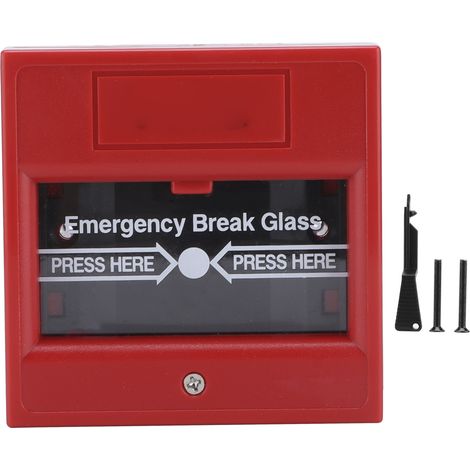 Bouton d'alarme de bris de verre, réinitialisation manuelle, ignifuge, rouge, pour système de sécurité des portes de secours (1/5)