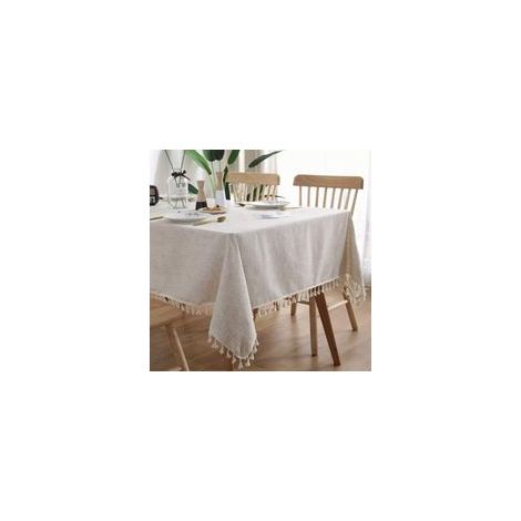Minkurow – Nappe rectangulaire anti-tache lavable en coton et lin – Imperméable – 140x220 cm – Housse de table pour cuisine et salle à manger (1/5)