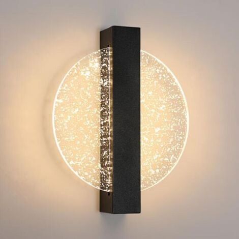 LED-Wandleuchte, dimmbar, modern, rund, für Schlafzimmer, Wohnzimmer, Flur, Eingang, dreifarbiger Lichtwechsel, Schwarz