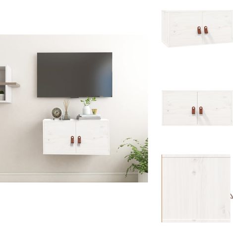 Wandschrank Weiß 60x30x30 cm Massivholz Kiefer - Holzschrank - Wandregal - Regal Weiß - Kiefernholzmöbel - Wohnwand (1/5)