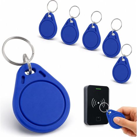 6 Pcs Badges NFC NTAG215 Réinscriptibles 540 Octets, Porte-Clés RFID Étanches IP65, Tags NFC Badges RFID pour iOS Raccourcis, Android, Domotique et Automatisation, bleu (1/5)