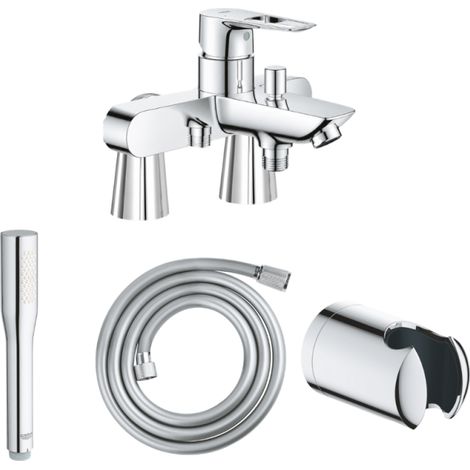 Mitigeur baignoire mécanique GROHE Start Loop avec colonnettes Idro'Flex + Douchette 1 jet + Flexible + Support (1/4)