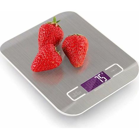 Balance de cuisine électronique rechargeable USB 10kg / 1g, balance de cuisson numérique en acier inoxydable avec affichage rétroéclairé, poids à vide, pour aliments, composition (g / kg / ml / lb / o