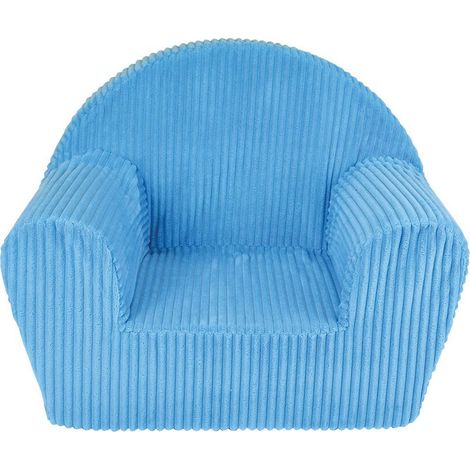 Les Tendances – Fauteuil enfant velours côtelé bleu – Dimensions h 42 cm x L 52 cm x P 33 cm – Housse lavable en machine à 30°C – Entièrement déhoussable (1/3)