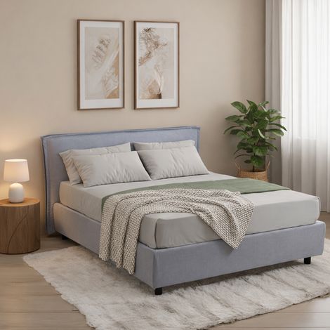 Französisches Bett Brosso, Abziehbar, Mit Stauraum Made in Italy, Matratze 120x200 cm, Grau (1/5)