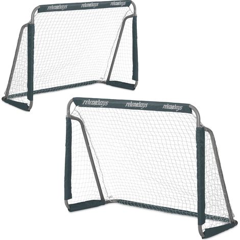 Set di 2 porte da calcio in metallo per giardino montaggio rapido allenamento bambini adulti 300 x 150 x 120 cm in acciaio bianco 130012609