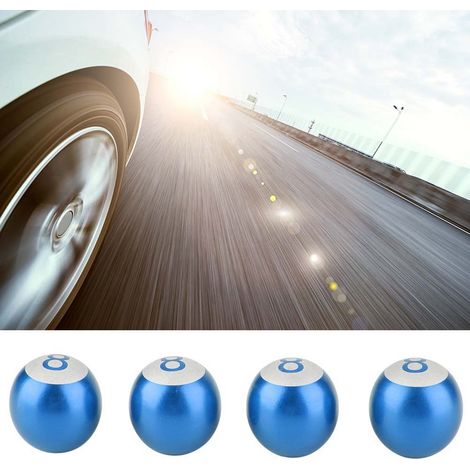 Lot de 4 Capuchons de Valve Pneu Alliage Aluminium Motif 8 Billes Anti-Poussière Roue pour Moto Voiture Camion Bleu (1/5)
