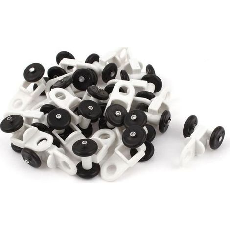 SOURCING MAP Rouleaux de rail de rideau en plastique blancs 0.5" Diamètre Roulettes noires Store 20Pcs