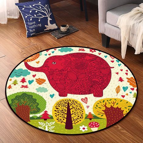 Runder bedruckter Kinderteppich für Wohn-/Schlafzimmer, Hängekörbe, Computerstuhlkissen (Design wird zufällig ausgewählt) (1/5)