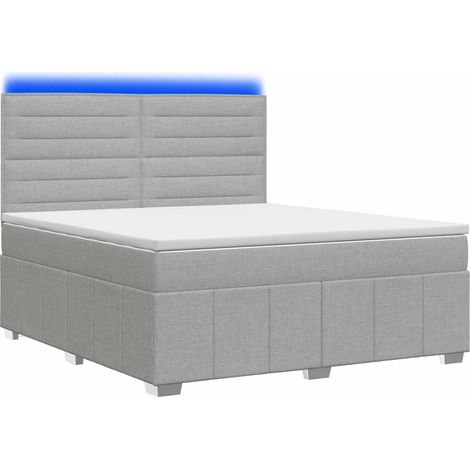 Maison Exclusive - Letto Box Spring LED con Materasso Grigio Chiaro 140 x 200 cm (1/5)