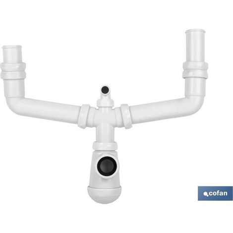 Siphon bouteille avec sortie Ø32-40, raccord double 1 1/2 et entrée auxiliaire (1/5)