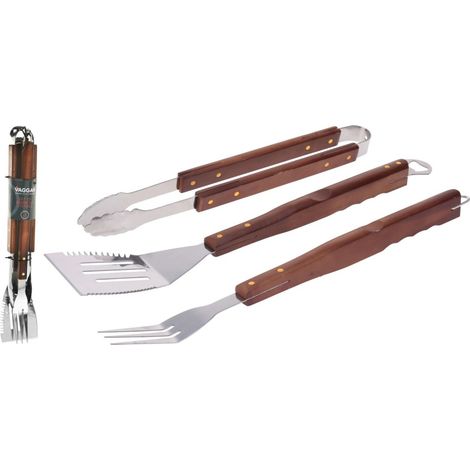 Accesorios barbacoa inox - mango madera 3 piezas (1/4)